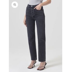 AGOLDE HIGH RISE STOVEPIPE JEANS IN METAL